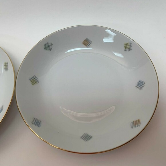 Seltmann Weiden Bavaria Western Germany Coup Bowls Lot of 2 Gray Grids Squares - Picture 4 of 8